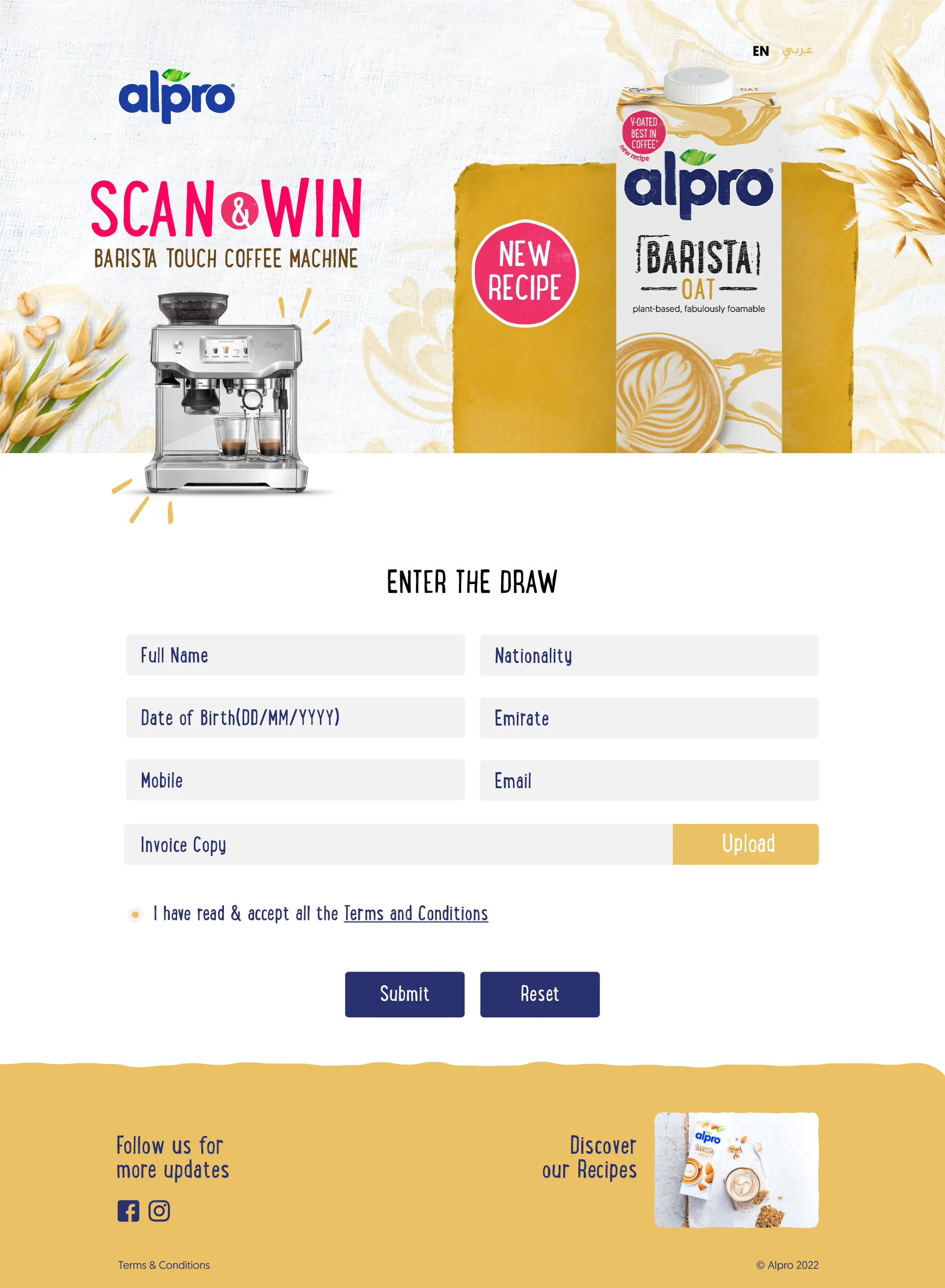Alpro Scan & Win Barista Touch Coffee Machine Campaign screen 1