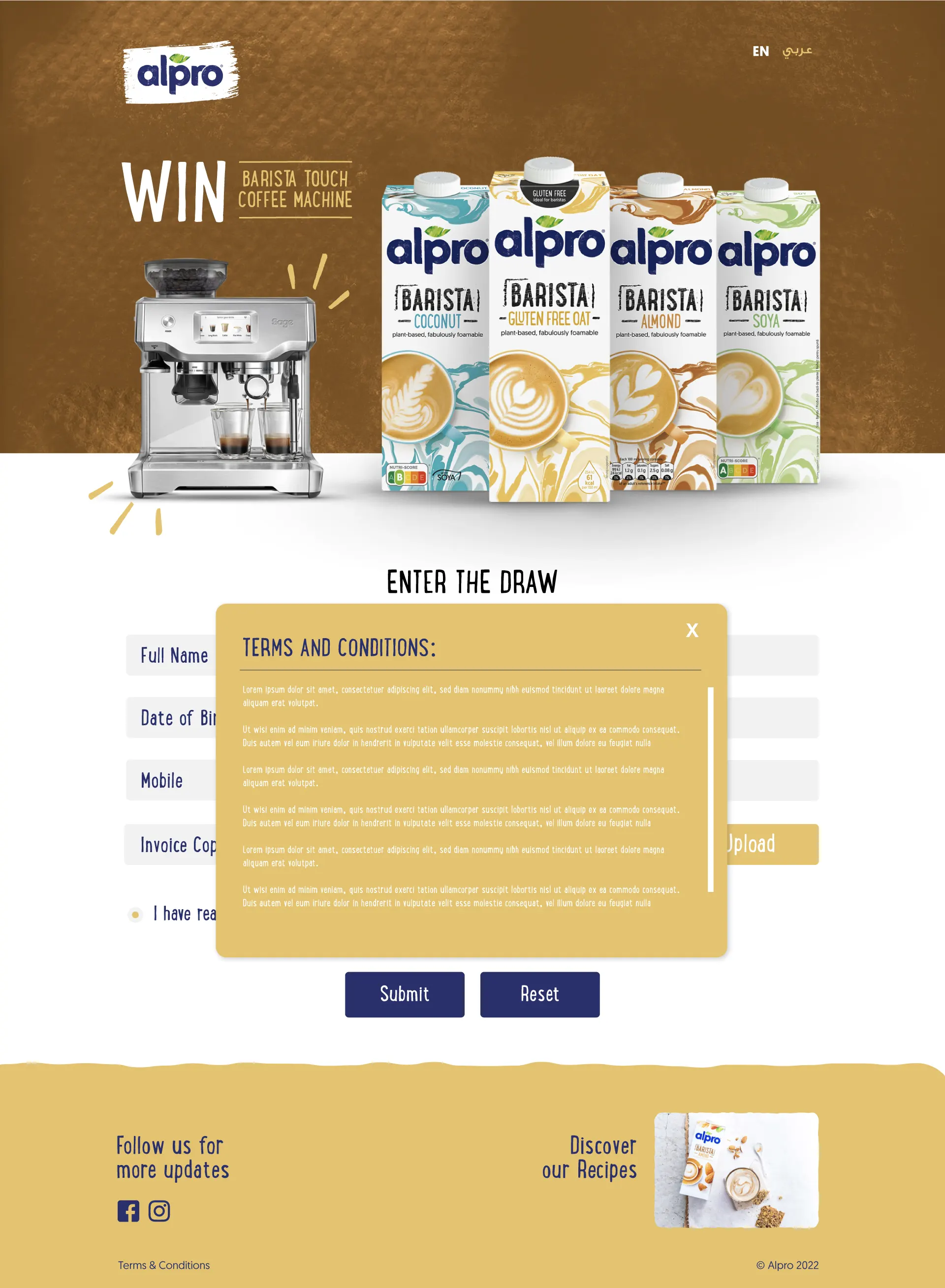 Alpro Win Barista Touch Coffee Machine – Scan & Enter Campaign screen 1