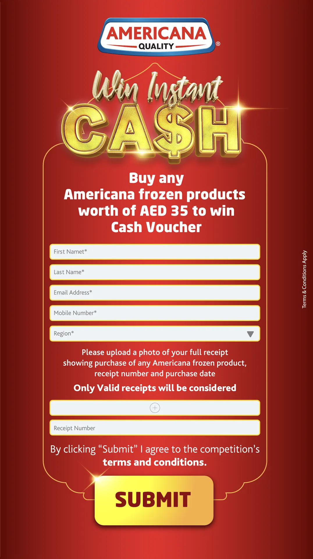 Americana Scan & Win Cash Voucher Campaign screen 2