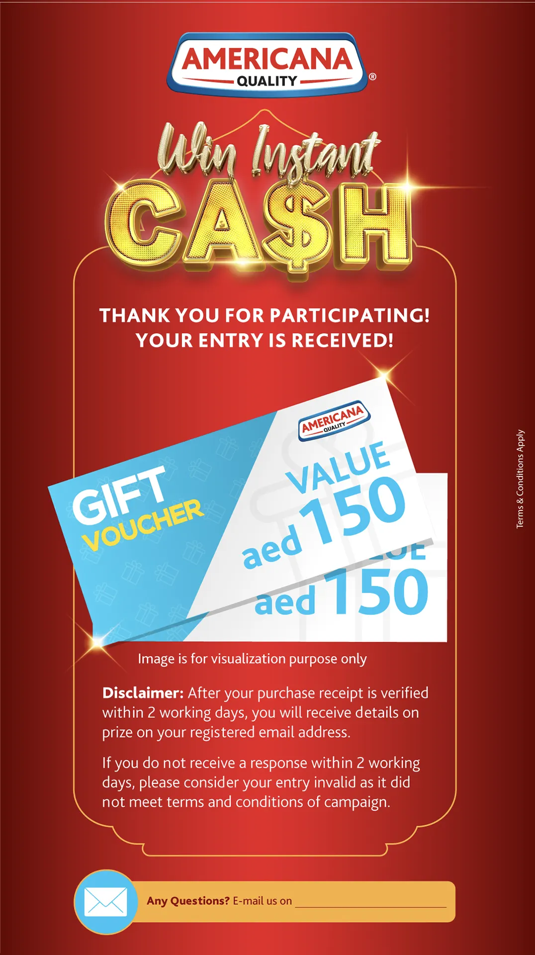 Americana Scan & Win Cash Voucher Campaign screen 4