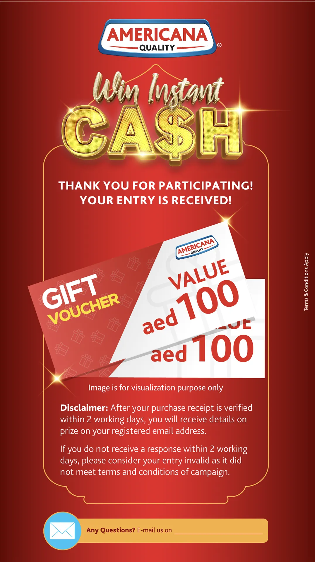 Americana Scan & Win Cash Voucher Campaign screen 5