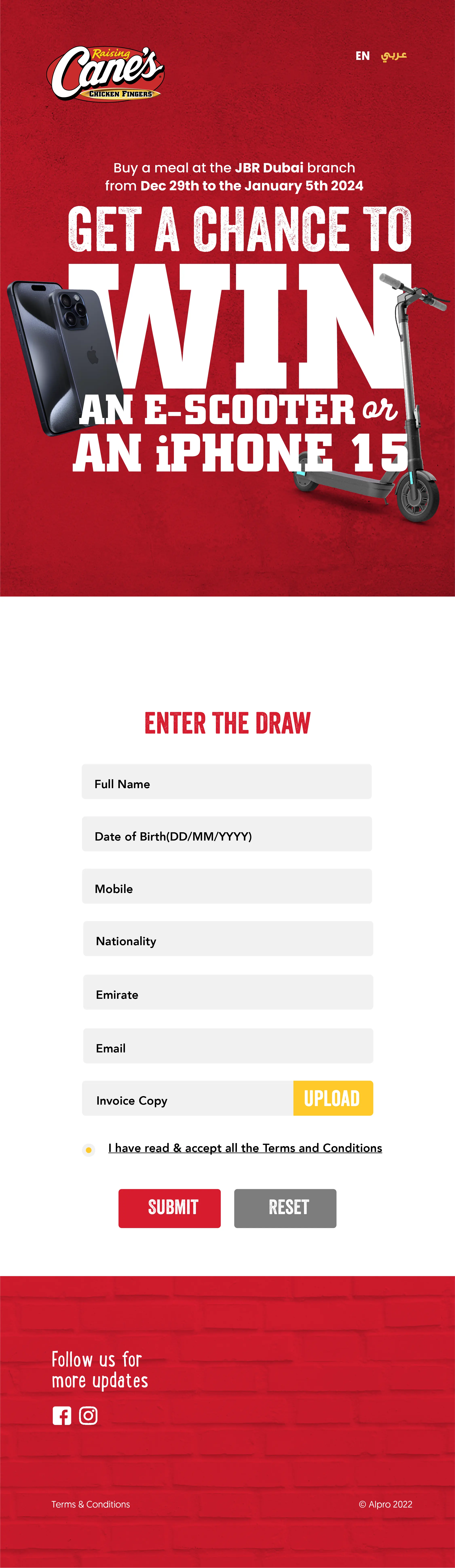 Raising Cane’s JBR – Scan & Win Campaign screen 2